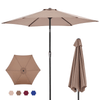 7.5-foot outdoor terrace sun umbrella, with button tilt and hand-cranking device, 6-rib design, UV15+ waterproof fabric