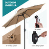 7.5-foot outdoor terrace sun umbrella, with button tilt and hand-cranking device, 6-rib design, UV15+ waterproof fabric
