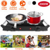 Portable Dual Burner Electric Stove - 2000W Power, 5 Temperature Levels, 5.5in Coils, Fast Even Cooking, Fits Flat Cookware, Ideal for Apartments/RVs, Easy Cleaning Design