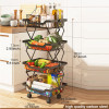 Foldable storage trolley with wheels, home storage basket, removable fruit and vegetable storage basket