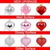 36Pcs Valentines Heart Shaped Ornaments - Valentines Heart Decorations - Red Pink Silver Glitter Heart Shaped Baubles - Romantic Christmas Valentines Tree Hanging Decorations