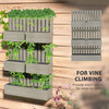 5 Box Raised Garden Bed w/ Trellis for Climbing Plants, Wall-Mounted Wood Planters w/ Drainage Holes, Gray