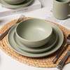 12-Piece Stoneware Dinnerware Sets with Mugs | Microwave & Dishwasher Safe | Non-Toxic Dinner Plates Bowls Set | Stackable Matte Glaze Kitchenware for 3