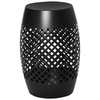 12.5" Steel Outdoor Side Table, Round Hollow Drum Patio End Table, Accent Table for Indoor and Outdoor, Black