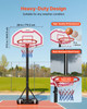 VEVOR Portable Basketball Stand, 5.2 to 6.9 ft Height Adjustment Basketball Hoop & Goal, Kids Adjustable Basketballs Hoop with Nylon Net & Rolling Wheels, Portable Backboard Set for Patios, Poolside