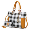 MKF Collection Bonita Checker Tote Handbag & Wallet Set Women by Mia K