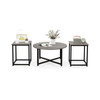 3-Piece Coffee Table Set Round Coffee Table and 2PCS Square End Tables