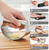 Kitchen Stainless Steel Garlic Press Rocker Set - Time Saving, Durable Strong Garlic Mincer Tool - Easy to Use & Clean Garlic Crusher Set with Peeler and Scraper Kitchen Gadget Smasher
