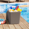 Outdoor Resin Storage Side Table with Removable Lid and Wicker-woven Accent