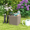 Outdoor Resin Storage Side Table with Removable Lid and Wicker-woven Accent