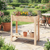 Wooden Raised Garden Bed with Legs and Storage Shelf