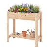 Wooden Raised Garden Bed with Legs and Storage Shelf