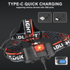 3Modes Tail Warning Rechargeable LED Headlamp Headlight Zoomable Lamp Flashlight