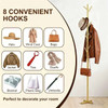 Modern Freestanding Metal Coat Rack with 8 Hooks - Adjustable Sturdy Clothes Rail for Coats, Bags, Hats, Multifunctional Space-Saving Design, Easy Tool-Free Assembly for Entryway, Bedroom, Living Room
