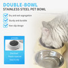 Macaron Pink Dual Stainless Steel Pet Bowls, 600ml Each, Non-Slip, Dishwasher Safe for Small-Medium Pets