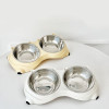 Macaron Pink Dual Stainless Steel Pet Bowls, 600ml Each, Non-Slip, Dishwasher Safe for Small-Medium Pets