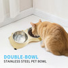 Macaron Pink Dual Stainless Steel Pet Bowls, 600ml Each, Non-Slip, Dishwasher Safe for Small-Medium Pets