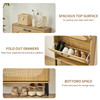 Rattan Shoe Cabinet with 2 Flip Doors, Narrow Freestanding Shoe Organizer, Modern Narrow Shoe Storage Cabinet with Metal Legs for Entryway, Hallway, Closet (Natural)