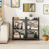 4-Tier Bookshelf with Metal Frame and Wooden Storage Racks for Study