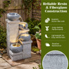 4-Tier Cascading Water Fountain with Warm White LED Lights Resin Indoor Outdoor Water Feature