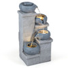 4-Tier Cascading Water Fountain with Warm White LED Lights Resin Indoor Outdoor Water Feature