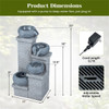 4-Tier Cascading Water Fountain with Warm White LED Lights Resin Indoor Outdoor Water Feature