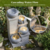 4-Tier Cascading Water Fountain with Warm White LED Lights Resin Indoor Outdoor Water Feature