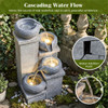 4-Tier Cascading Water Fountain with Warm White LED Lights Resin Indoor Outdoor Water Feature