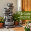 5-Tier Cascading Water Fountain with 24 LED Lights Gray Resin Outdoor Water Feature
