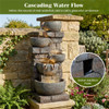 5-Tier Cascading Water Fountain with 24 LED Lights Gray Resin Outdoor Water Feature