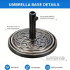 Sunshade base for courtyard market, a 30-pound durable round outdoor stand, with a resin base and iron frame