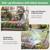 69 Inch 3-in-1 Mini Greenhouse with Raised Garden Bed Galvanized Steel Planter Box with Zippered Windows