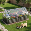 69 Inch 3-in-1 Mini Greenhouse with Raised Garden Bed Galvanized Steel Planter Box with Zippered Windows