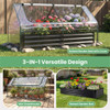 69 Inch 3-in-1 Mini Greenhouse with Raised Garden Bed Galvanized Steel Planter Box with Zippered Windows