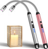 Candle Lighter with 360° Flexible Neck & Safety Lock, Windproof USB Rechargeable Electric Lighter Gift Sets, Flameless Arc Long Lighters Matches for Grill, BBQ, Camping, Fireplace, Stove
