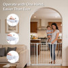 Double door baby safe gate for stairs & doorways,adjustable 75-115 cm(29.53''-45.3''),walk through safety gate with extension kits,auto close,pressure mounted,white metal child & pet gate