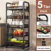 5 Tier Rolling Utility Cart with Wheels, Heavy Duty Metal Storage Organizer Trolley with Hooks and Removable Baskets, Multi-Purpose Snack Cart for Kitchen Bathroom Home Office