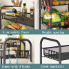 5 Tier Rolling Utility Cart with Wheels, Heavy Duty Metal Storage Organizer Trolley with Hooks and Removable Baskets, Multi-Purpose Snack Cart for Kitchen Bathroom Home Office