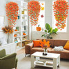 Artificial autumn hanging flowers and plants for outdoor autumn decoration, 2-piece set of silk like long trailing vines, UV resistant fake chrysanthemums, Mother's Day terrace autumn decoration