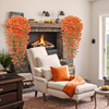 Artificial autumn hanging flowers and plants for outdoor autumn decoration, 2-piece set of silk like long trailing vines, UV resistant fake chrysanthemums, Mother's Day terrace autumn decoration