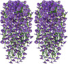 Artificial autumn hanging flowers and plants for outdoor autumn decoration, 2-piece set of silk like long trailing vines, UV resistant fake chrysanthemums, Mother's Day terrace autumn decoration