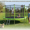 12FT Trampoline Green for Kids & Adults with Basketball Hoop and Ball ,Recreational Trampolines with Safety Enclosure for Back Yard Outdoor