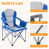 Oversized Camping Folding Chair, Heavy Duty Padded Chair with Cup Holder Storage and Cooler Bag, 5000 LBS Steel Frame, Portable for Outdoor