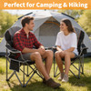 Oversized Camping Folding Chair, Heavy Duty Padded Chair with Cup Holder Storage and Cooler Bag, 5000 LBS Steel Frame, Portable for Outdoor