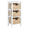 4-Tier Nightstand with 3 Seagrass Baskets Narrow X-Design-4 Tier