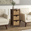 4-Tier Nightstand with 3 Seagrass Baskets Narrow X-Design-4 Tier