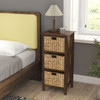 4-Tier Nightstand with 3 Seagrass Baskets Narrow X-Design-4 Tier