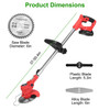 Electric Cordless Grass Trimmer Rechargeable Lawn Mower Weed Cutter with 2 Alloy Saw Blades 2 Alloy Blades 10 Plastic Blades 2 Rechargeable Batteries Goggles Gloves Auxiliary Handle