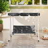 Outdoor Bench Cushion Tufted 3-Seater for Swing Chair Patio Sofa Dark Gray