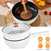 Electric Hot Pot Non-Stick Frying Pan Portable Rapid Noodles Cooker with Long Handle Steamer Spatula Dual Power Control Overheat Dry-Boil Protection for College Dorm Room Essential